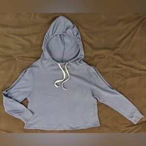 NWOT Vanilla Star Soft Periwinkle Shoulder Cut-Out Drawstring Cropped Hoodie - M